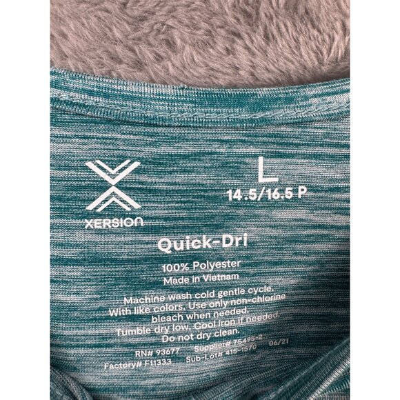 Xersion Womens Quick-Dri Blue Heathered Twist Front Long Sleeve Top L - Picture 2 of 9